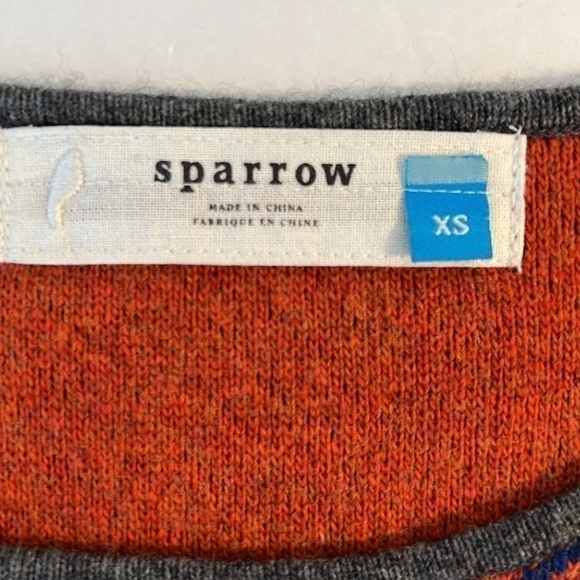 Anthropologie Sparrow Cashmere Blend Dress Blue/ Orange/ Gray Fit & Flare  XS - Picture 7 of 11